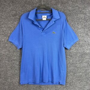 Lacoste Classic Fit Blue Polo Shirt Mens Cotton Short Sleeve Designer Size 4 M